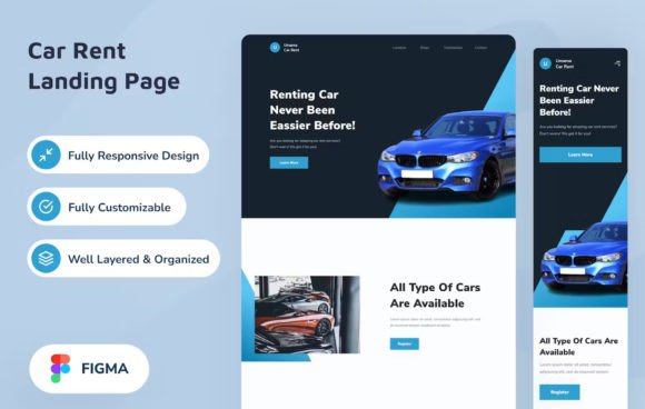 Download Car Rent Landing Page - Rent Collection