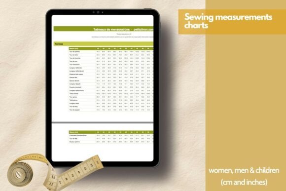 Download Sewing Measurements Chart Women,men,kids - Chart Collection