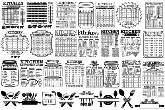 Download Kitchen Conversion Chart SVG Bundle - Chart Collection