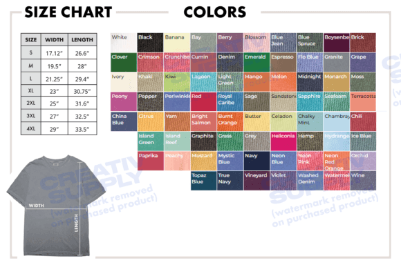 Download Color Chart Comfort Colors 1717 Sizes - Chart Collection