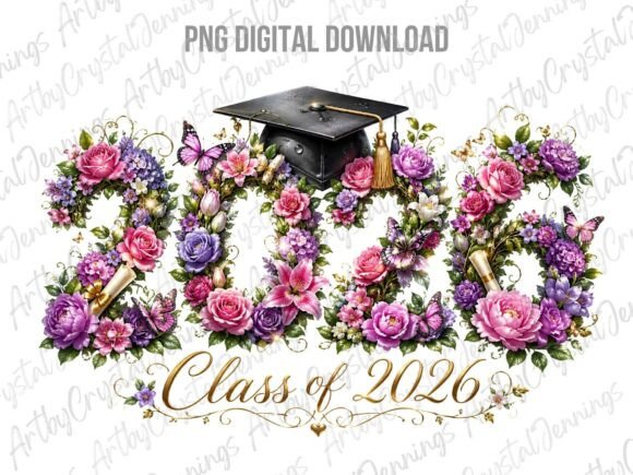 Download Class of 2026 Floral Graduation PNG - Class Collection