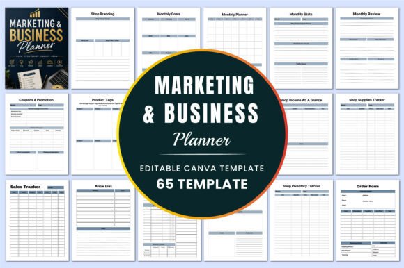 Download Marketing &amp; Business Planner KDP Canva - Business Collection