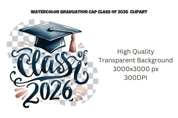 Download Watercolor Graduation Cap Class of 2026 - Class Collection
