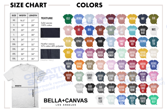 Download Bella Canvas 3001 Color Chart Size Chart - Chart Collection