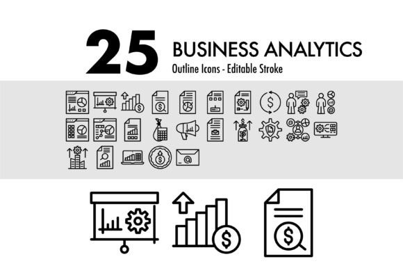 Download 25 Business Analytics Line Icon - Business Collection