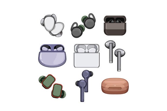 Download Headphones Wireless Set Cartoon Vector I - Premium Resources